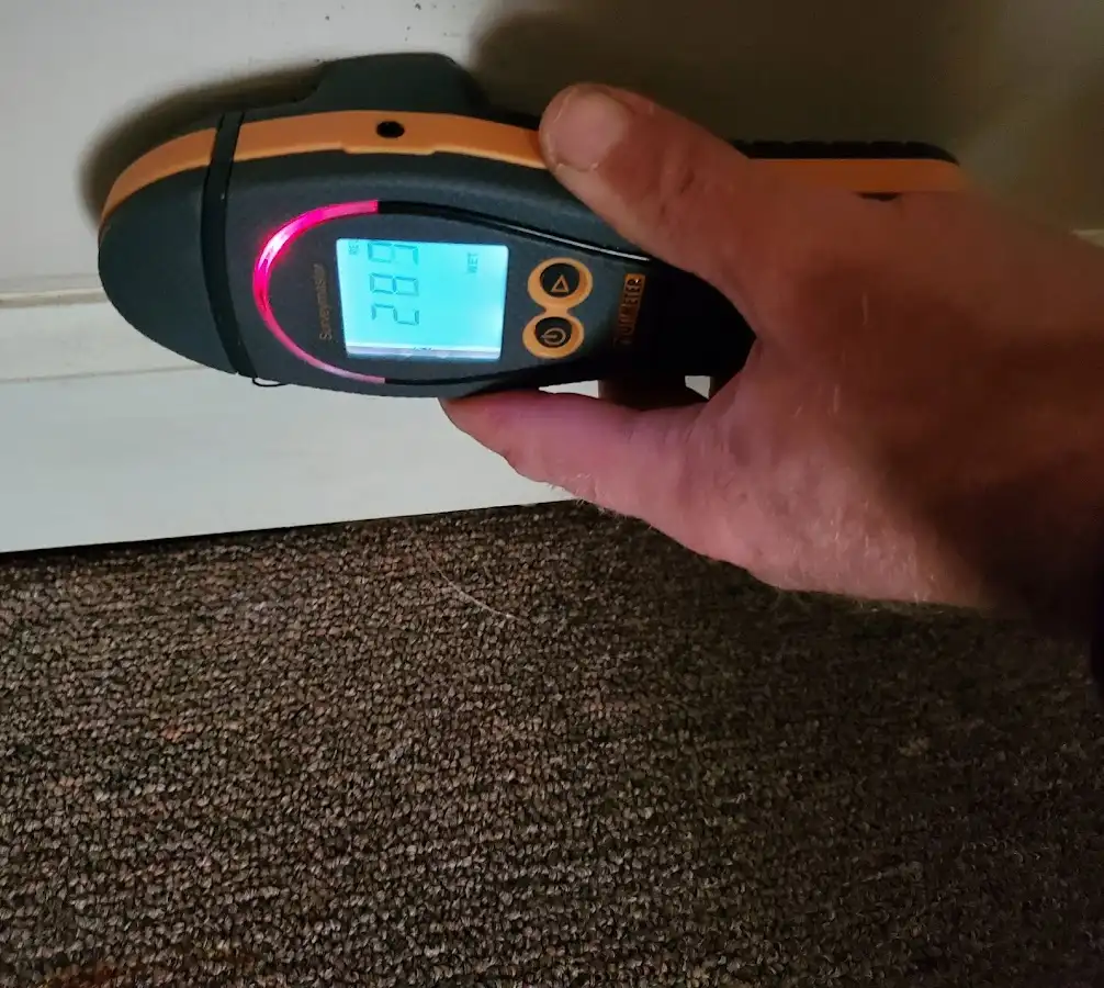 Moisture detection at baseboard during Burst Pipe Cleanup in Northbrook