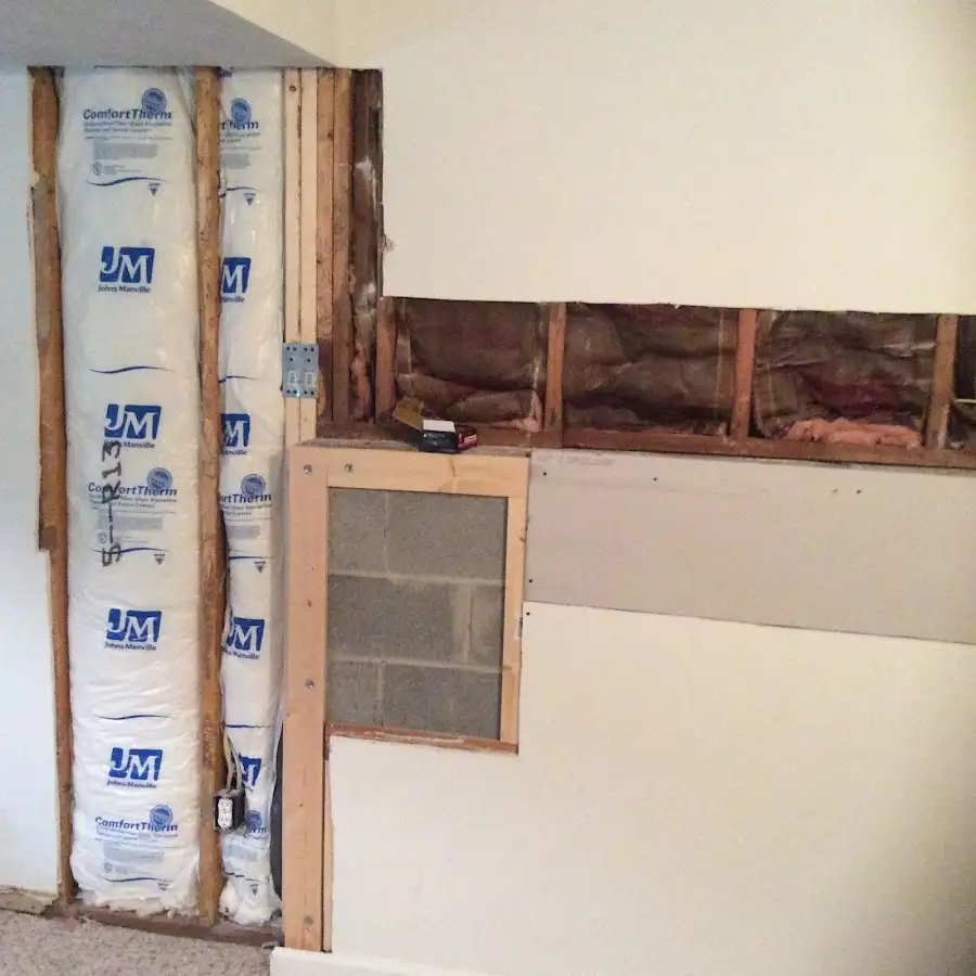 Wall insulation replacement during Basement Flood Cleanup in Northbrook